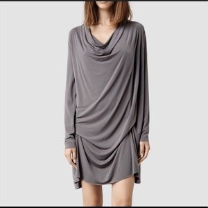 All Saints Amei Long Sleeve front drape Dress NWOT